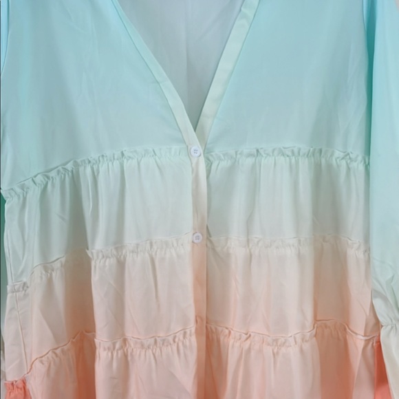 Bohemian Ruffle High Low Button Maxi Dress Cover up - Picture 8 of 8